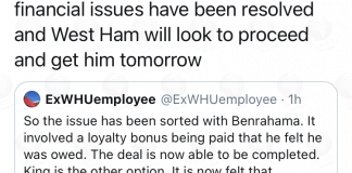 West Ham expected to move for Benrahma now his personal issues have been resolved