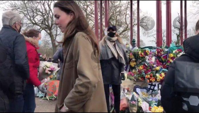 KATE MIDDLETON-DUCHESS OF CAMBRIDGE-VIDEO OF HER TURNING UP AT SARAH EVERARD MEMORIAL ON CLAPHAM COMMON