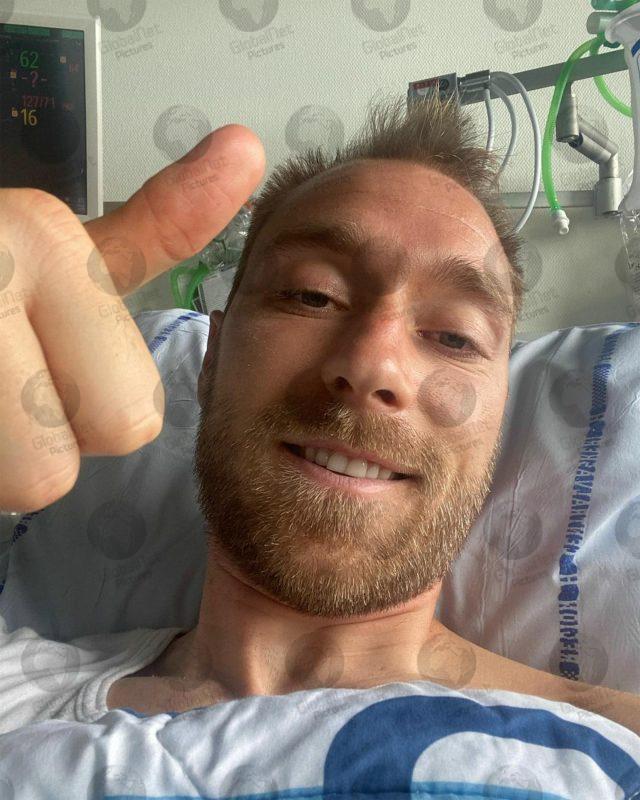 CHRISTIAN ERIKSEN GIVES THUMBS UP FROM HIS HOSPITAL BED AFTER SUFFERING CARDIAC ARREST DURING EURO 2020 MATCH