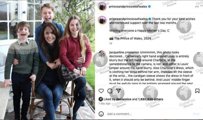 Princess Catherine of Wales Mother's Day manipulated family photo